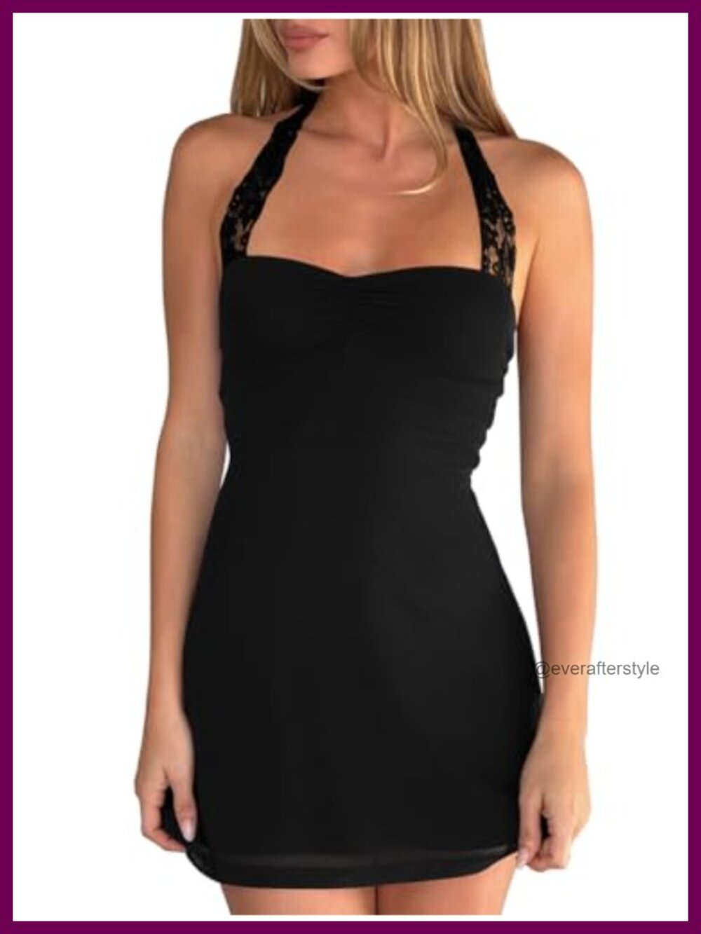Women's Halter Mesh Strap Sleeveless Backless A-Line Mini Club Dress